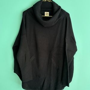 Navy cowl neck sweater, Women's one-size-fits-all